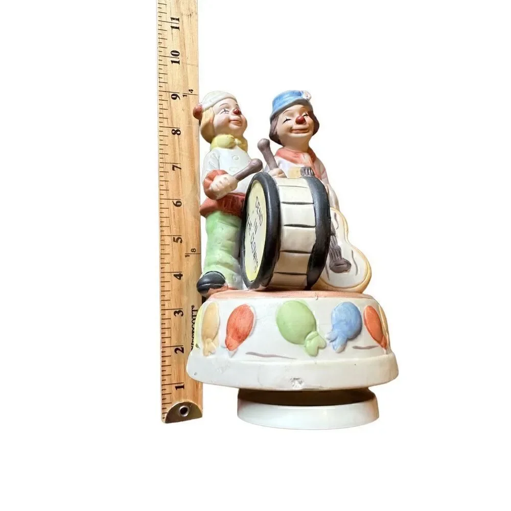Vintage 1970s ALBERT E PRICE Porcelain Clown Music Box Send in the Clowns Works